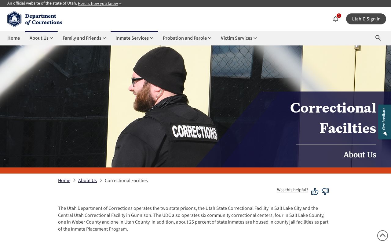 Utah State Correctional Facility directory for Wasatch County state release records